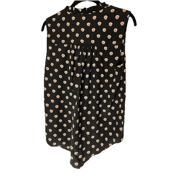 Kate Spade Live Colorfully Silk Sleeveless Floral Blouse Micro Pleating Top‎ M - Picture 2 of 7